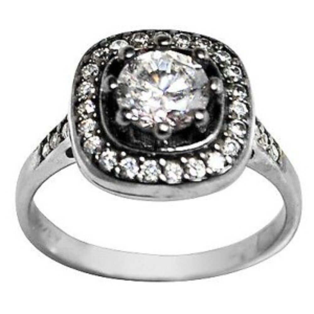 Diamonique 2.10 ct tw Sterling Silver Square-Shaped Cocktail Ring